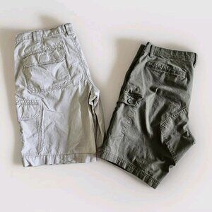 Cargo Shorts Men 38 Lot of 2 Eddie Bauer Oakley Cotton Pockets Outdoor Zip Fly